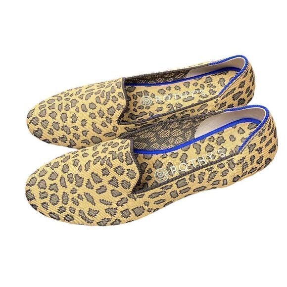 Rothy's "THE FLAT" Loafer Leopard Print Knit Round Toe Slip On Flats Sz 9 - Picture 2 of 5